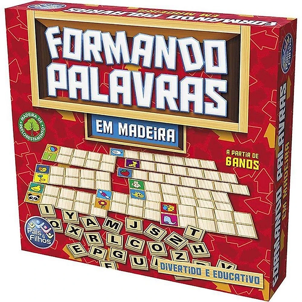 Brinquedo Pedagógico Madeira Formando Palavras 112 Letras Pais & Filhos