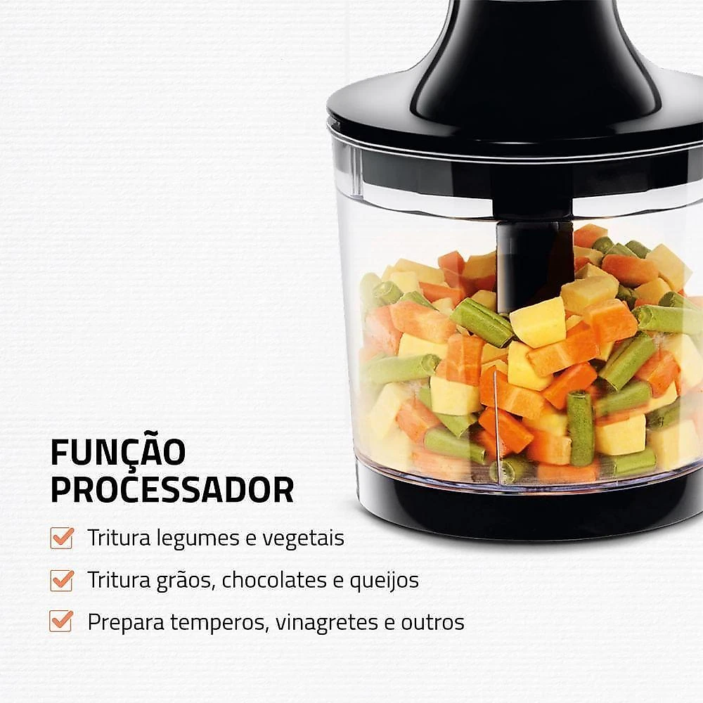 Mixer Power Mixer Premium Mondial M-07 500W 2 em 1 Preto Inox 110V