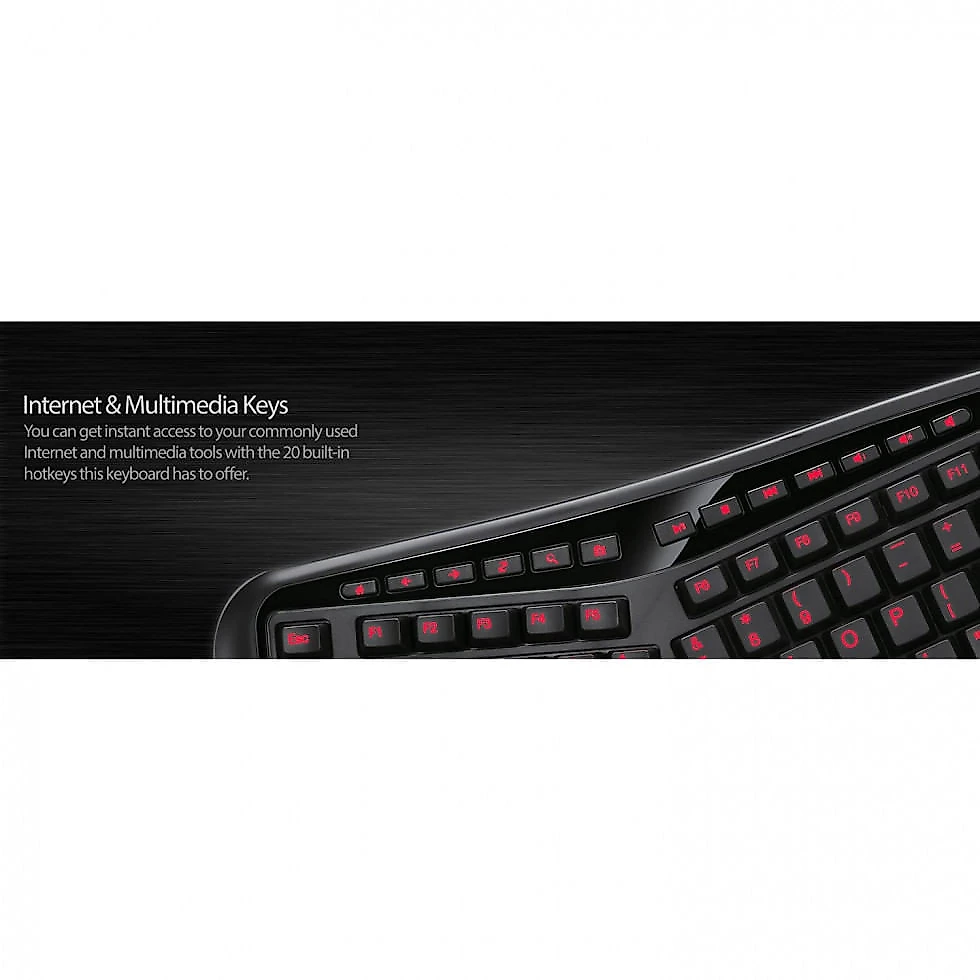 Adesso AKB 150EB Teclado Ergonômico Sem Fio Recarregável Reduz a Tensão das Mãos com Luz LED, Preto