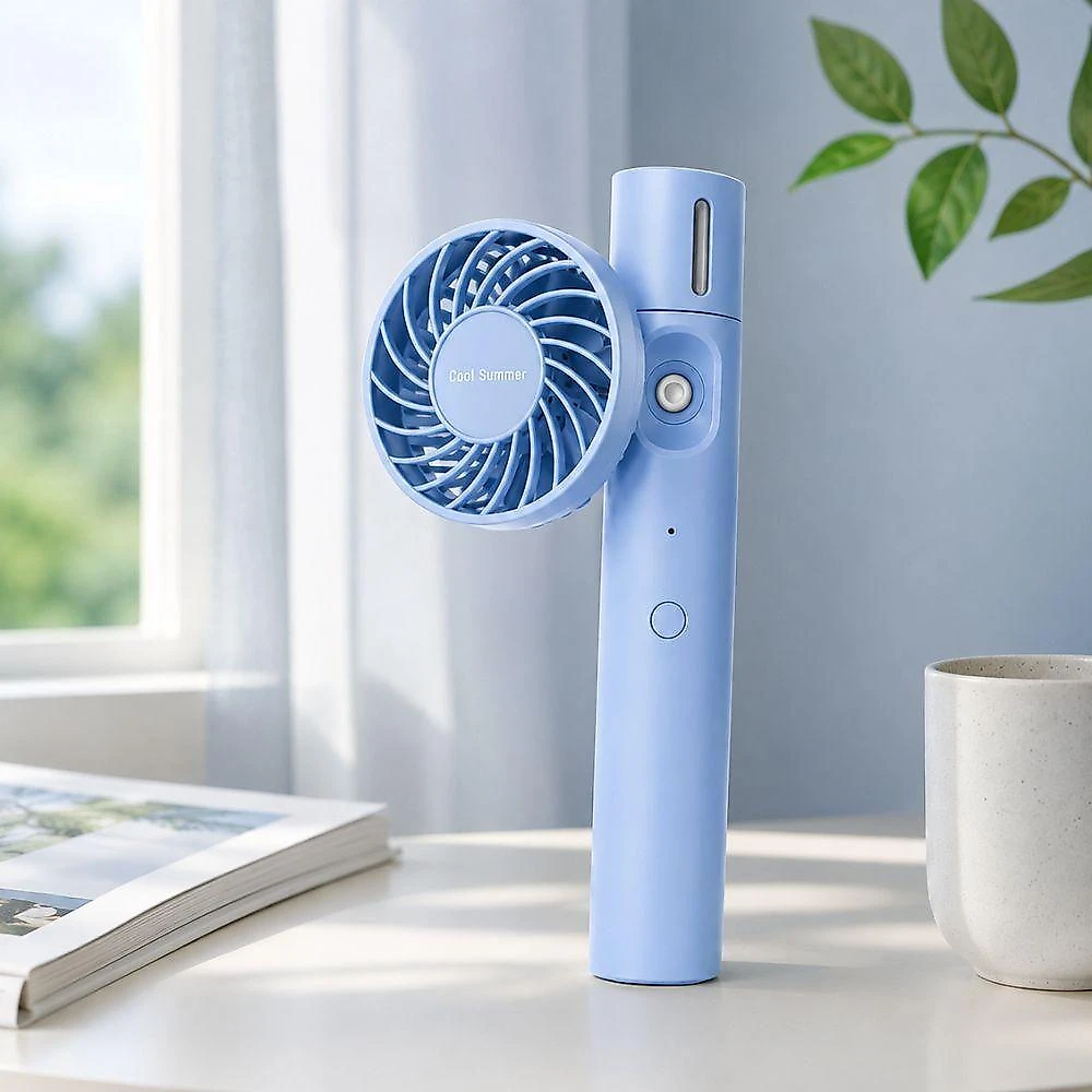 Ventilador Portatil Recarregavel com Spray de Agua Yeet 2 Velocidades Azul 5V