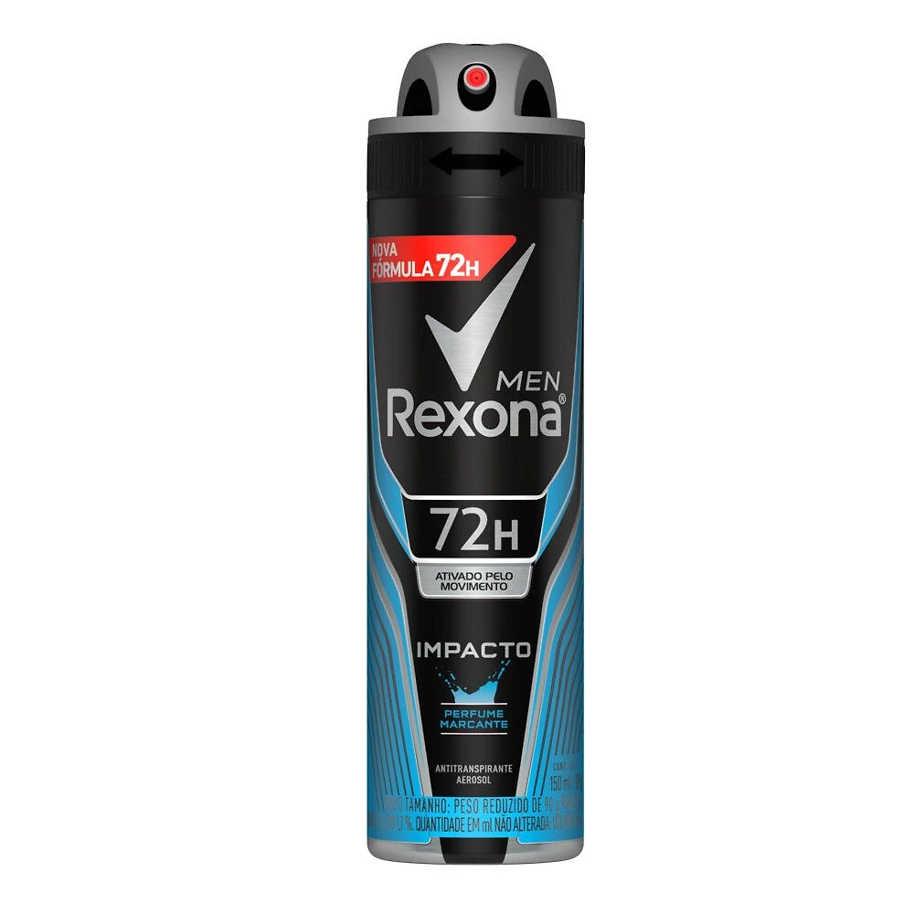 Desodorante Antitranspirante Aerosol Masculino Rexona Impacto 72 horas 150ml