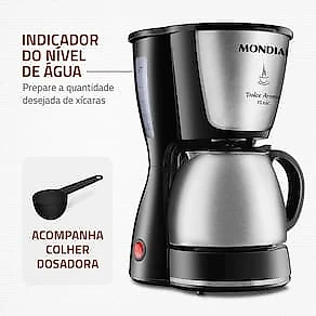 Cafeteira Elétrica Mondial Dolce Arome Thermo Inox C-34 15 Xícaras – Preta e Inox 110V