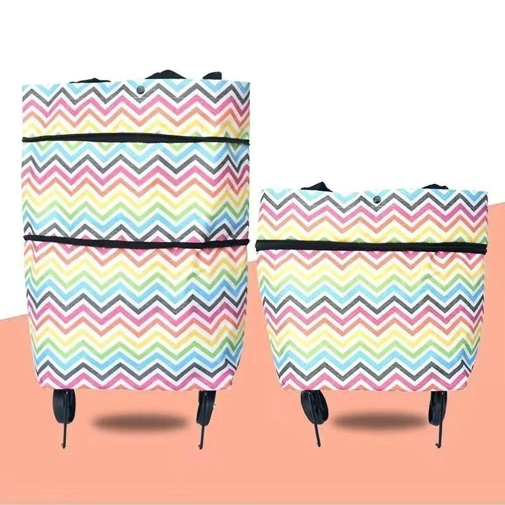 Bolsa de Compras Dobrável com Rodas OEM em Tecido 21cm X 28cm Arco-íris