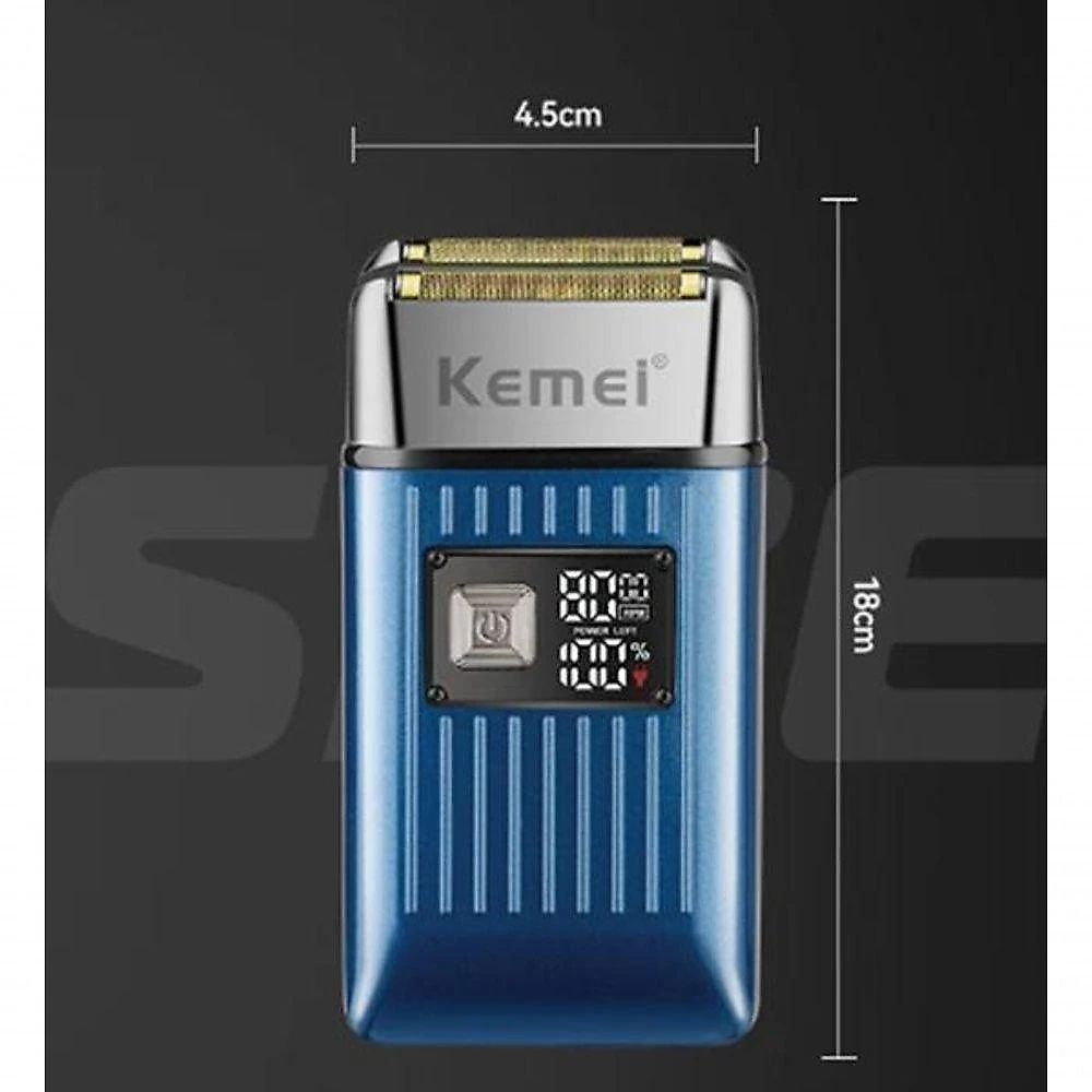 Barbeador Kemei 1112 para Acabamento Lâmina Aço Inoxidável Recarregável com Aparador Pop-up Preto