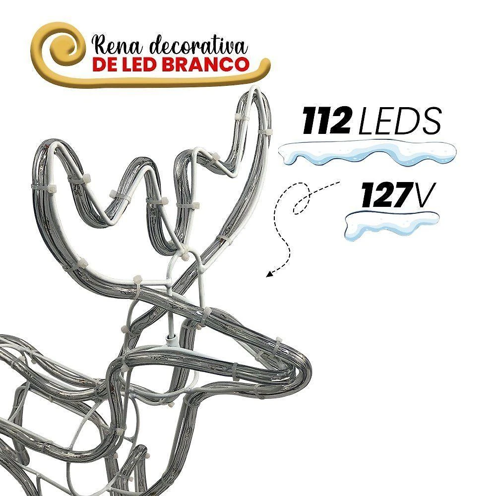 Armação de Rena Macho Média Decorativa com LED Natal Luz Branca Fria 110V