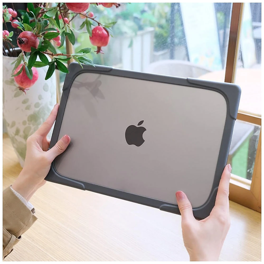 Capa Protetora Resistente a Choques para MacBook Air 13,6 polegadas - Modelo de Lançamento 2025 2024 2022 da Batianda, Cinza