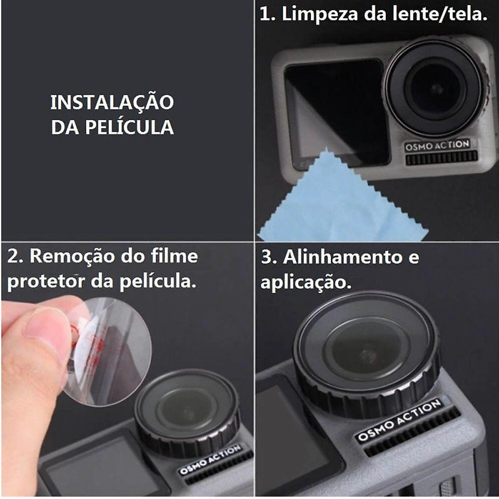 Película De Vidro Para Lente E Lcds Câmera Osmo Action