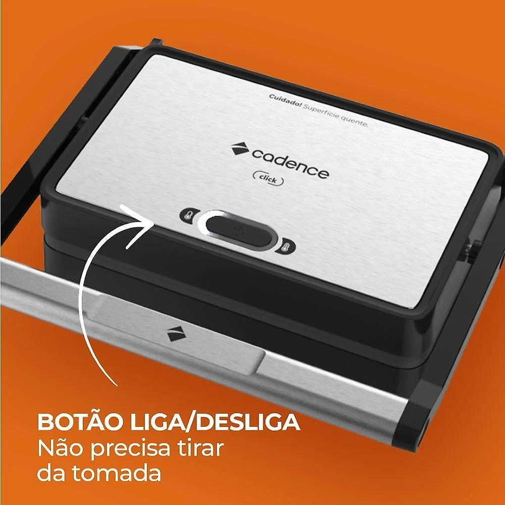 Grill elétrico cadence click inox 220v grl200