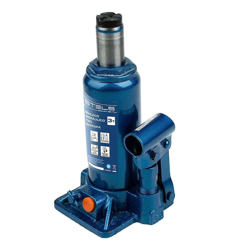 Macaco hidráulico garrafa 3t stels 5109655 elevação 178-343mm aço reforçado