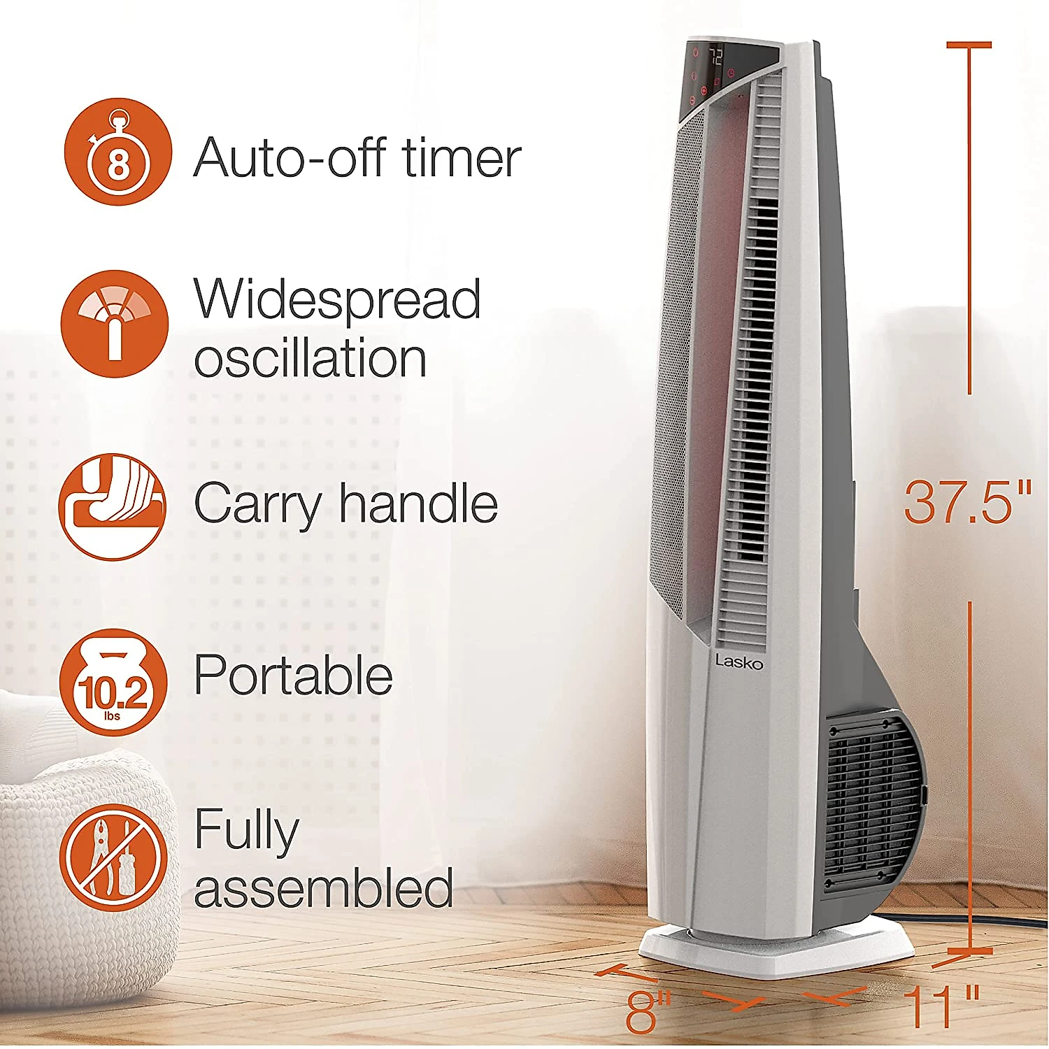 Lasko FHV820 Aquecedor Elétrico 2 em 1 com Função de Ve ntilador e Controle Remoto 110V1500W Cinza