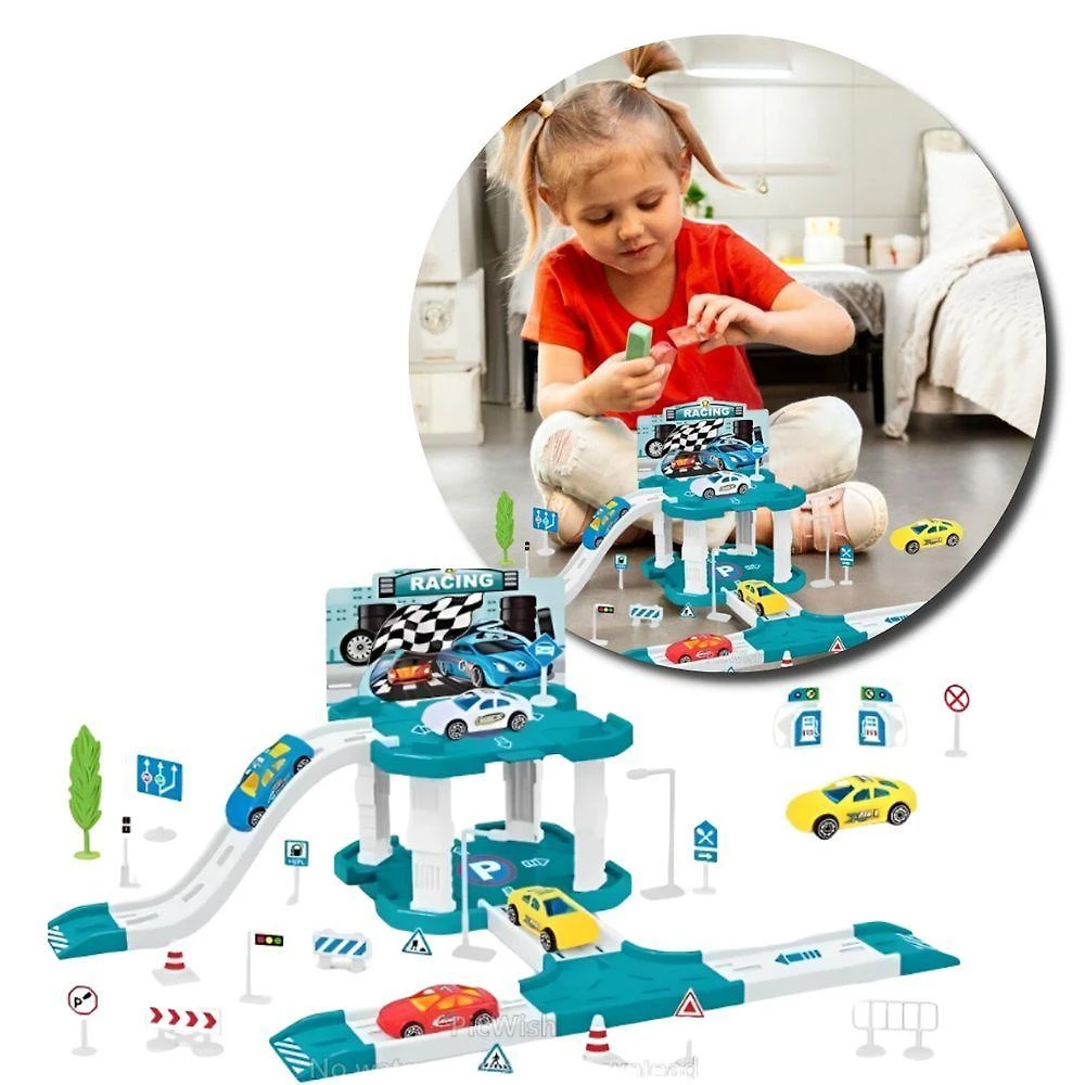 Pista de Brinquedo Pista Estacionamento de Brinquedo com 40 Peças com Sistema Modular Utimix