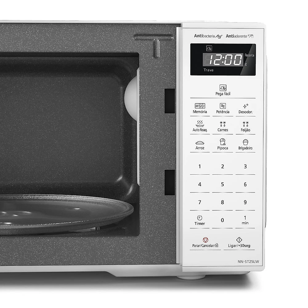 Miniatura Microondas Panasonic Tecnologia Antibactéria AG 21L Branco - NN-ST25LWRU 110v
