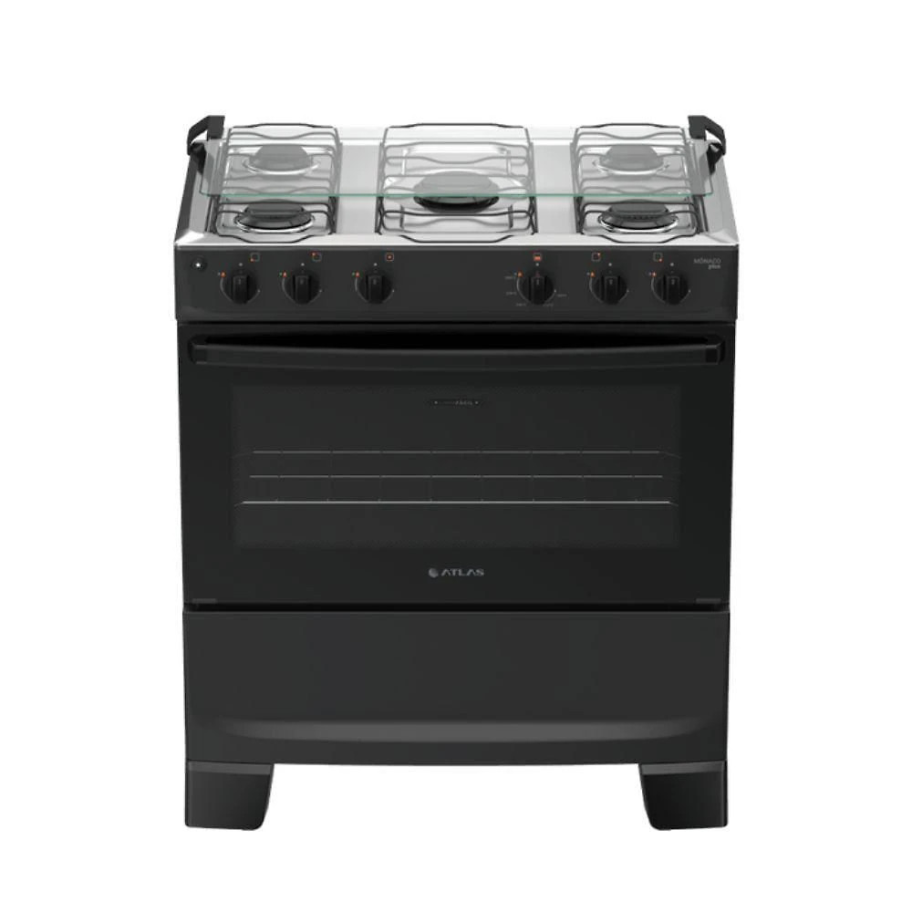Fogão Monaco 5 Bocas Plus New Atlas Preto Bivolt
