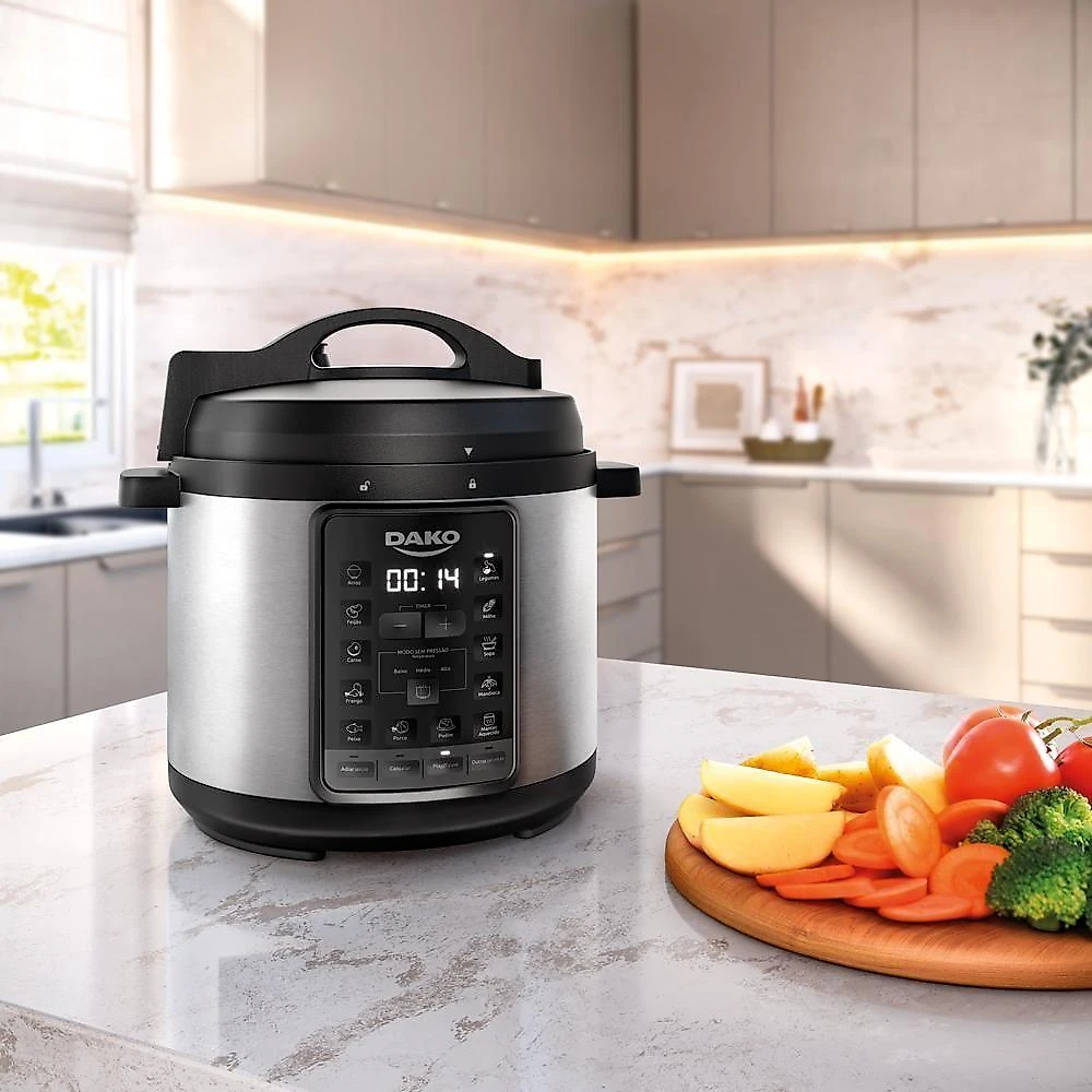 Panela De Pressão Elétrica Dako 1000W 6L Preta 220V
