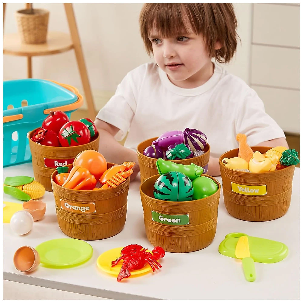 Jogos Educativos Joyin Para Crianças: Brinquedos Culinários Com Comida Cortável, Acessórios De Cozinha E Classificação Por Cores