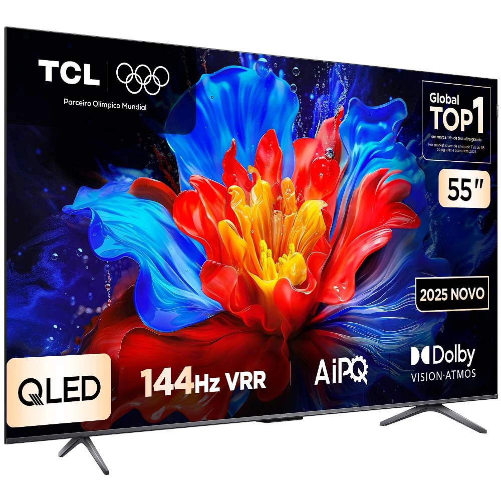 Smart TV TCL 55 Polegadas QLED 4K P8K WiFi Bluetooth Google TV 144Hz HDR10+ Dolby Atmos Vision 55P8K