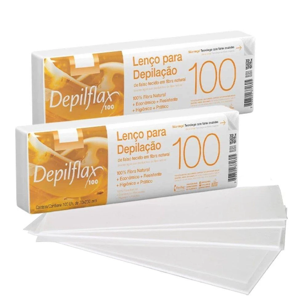 Lenço para Depilação Kit 200 Fibra Natural Branco Depilflax