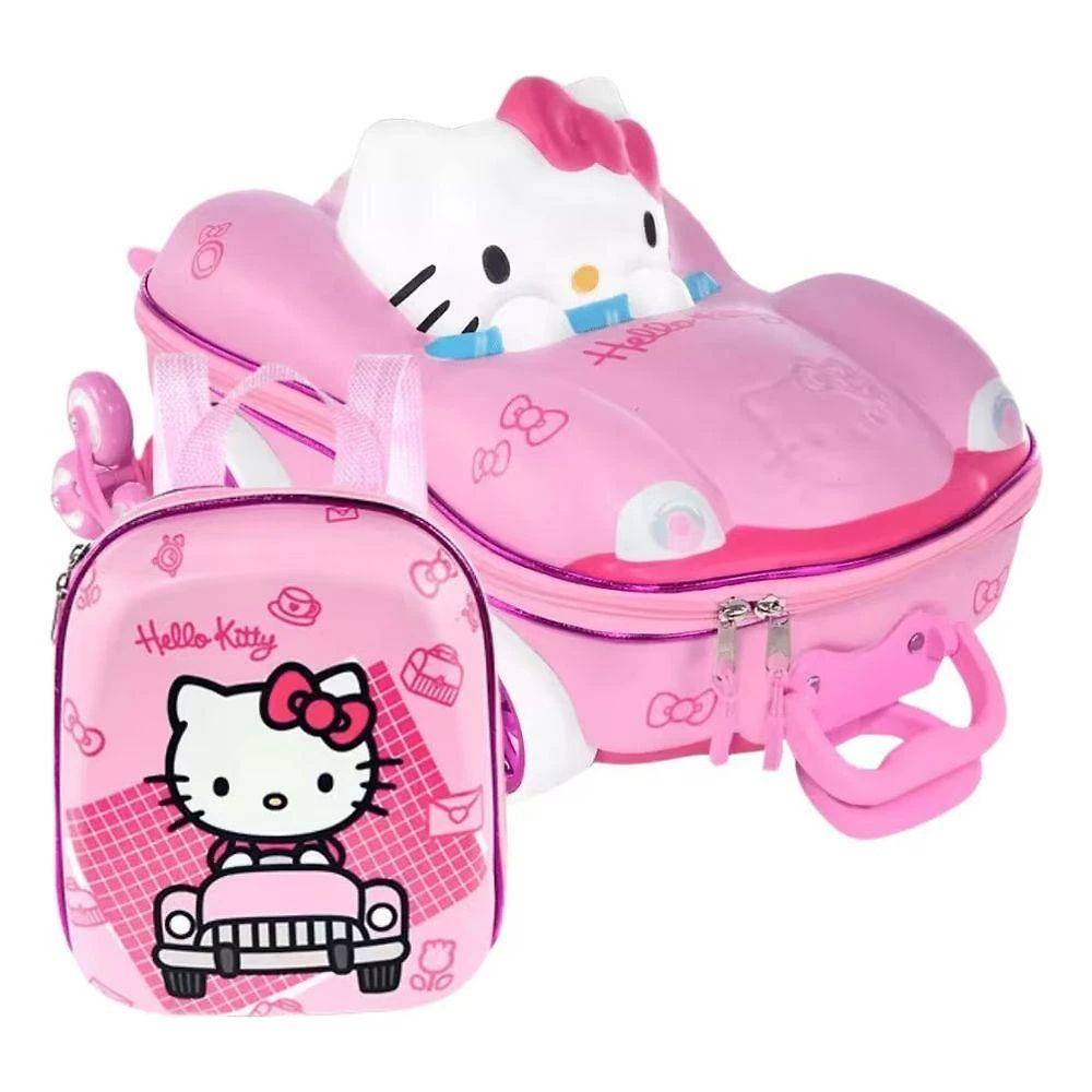 Kit Mochila Rodinhas e Lancheira Escolar 3d Hello Kitty Oem Eva Poliéster Rosa Infantil