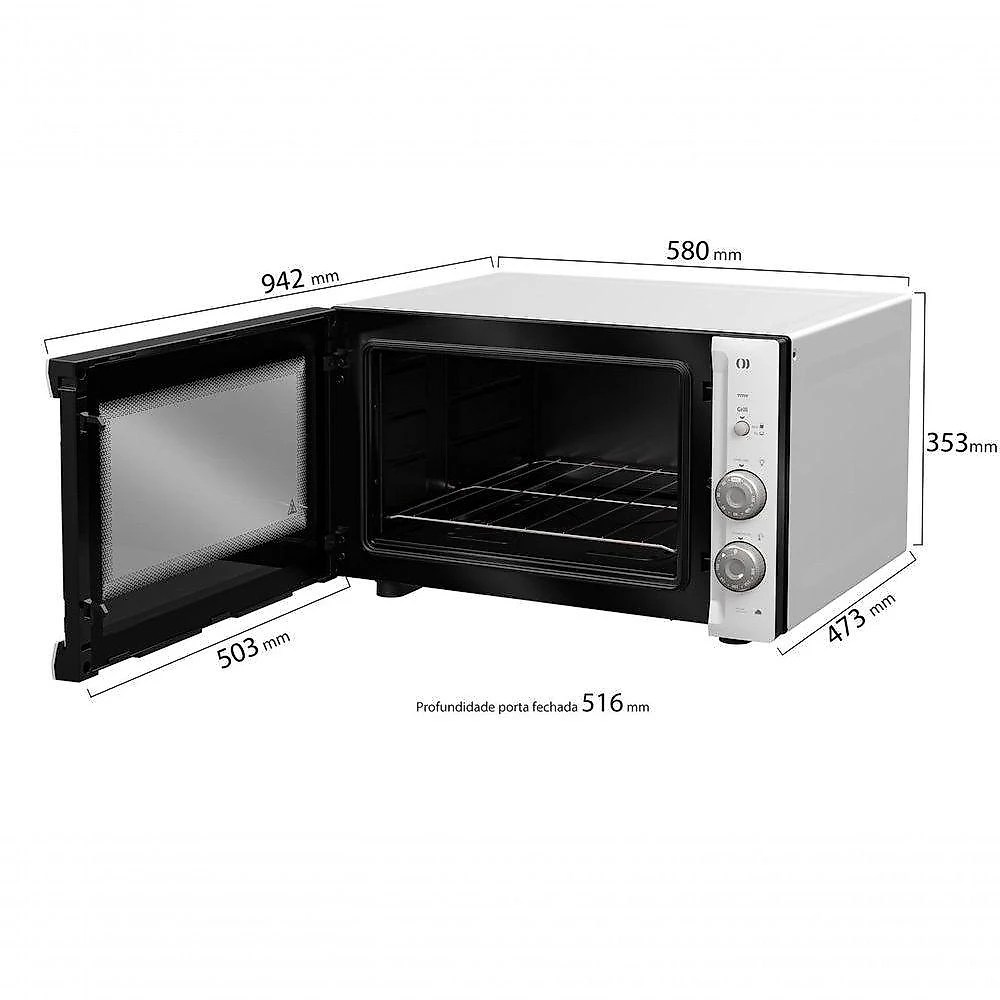 Forno De Bancada Mueller Com Grill Branco 50L MFB50F 220V