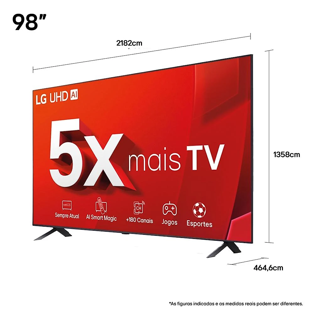 Smart tv 98" 4k lg 98ut9050psa webos 24 webos 25 processador a8 smart magic
