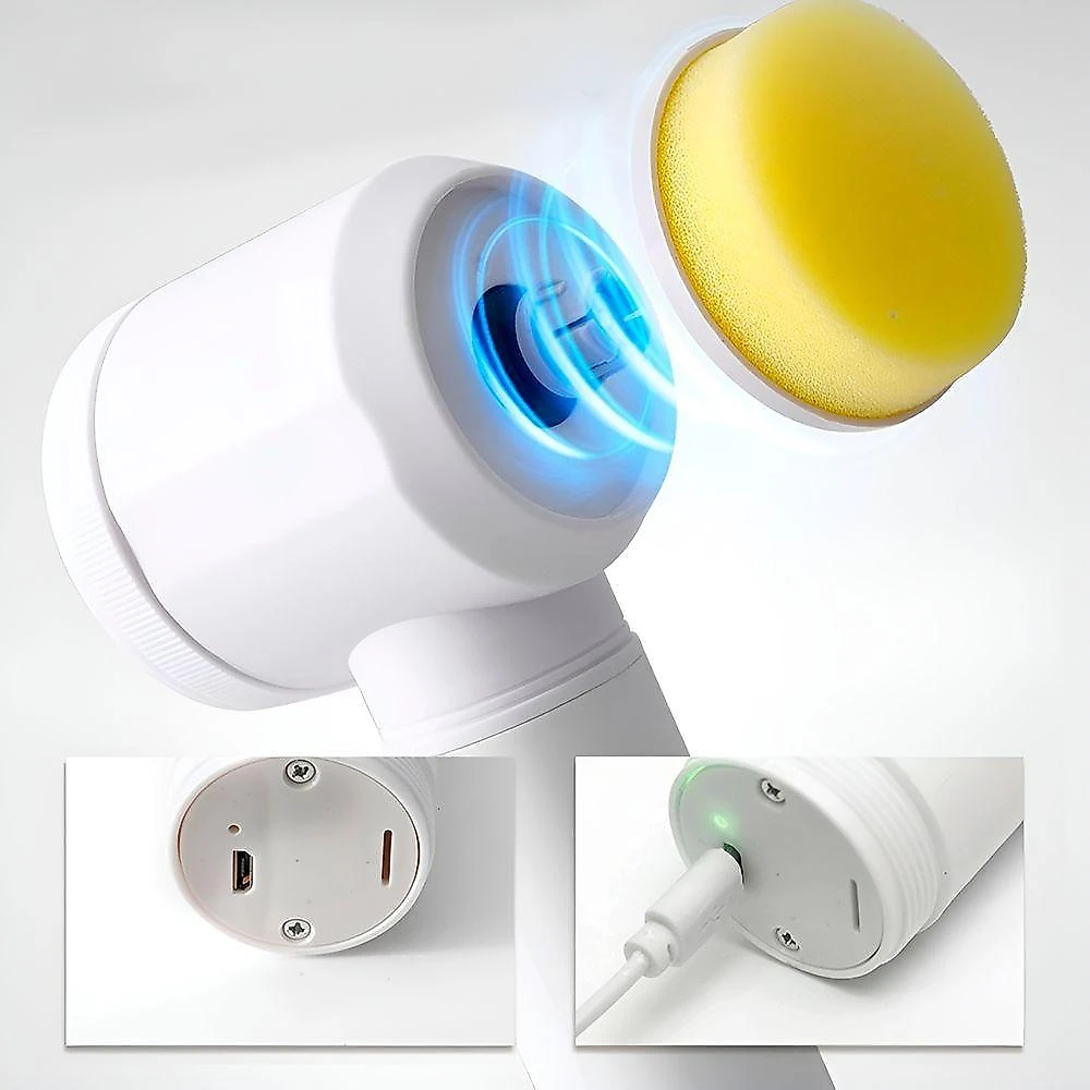 Escova de Limpeza Elétrica Mini Esfregão 3 em 1 Giratória Branco Shopmix