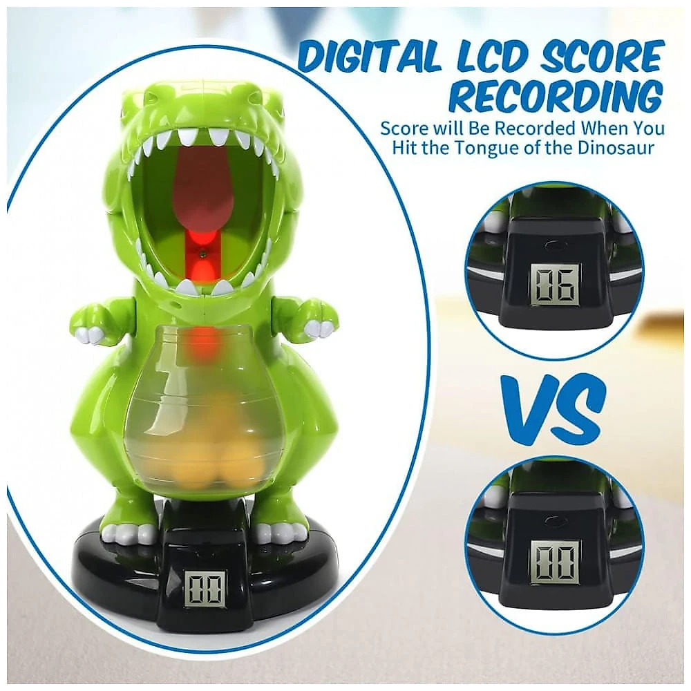 EagleStone Brinquedo de Tiro Dinossauro com Canhão de Ar, 24 Bolinhas de Espuma, Jogo Eletrônico com Placar LCD, Som e Bomba Manual - Presente Ideal