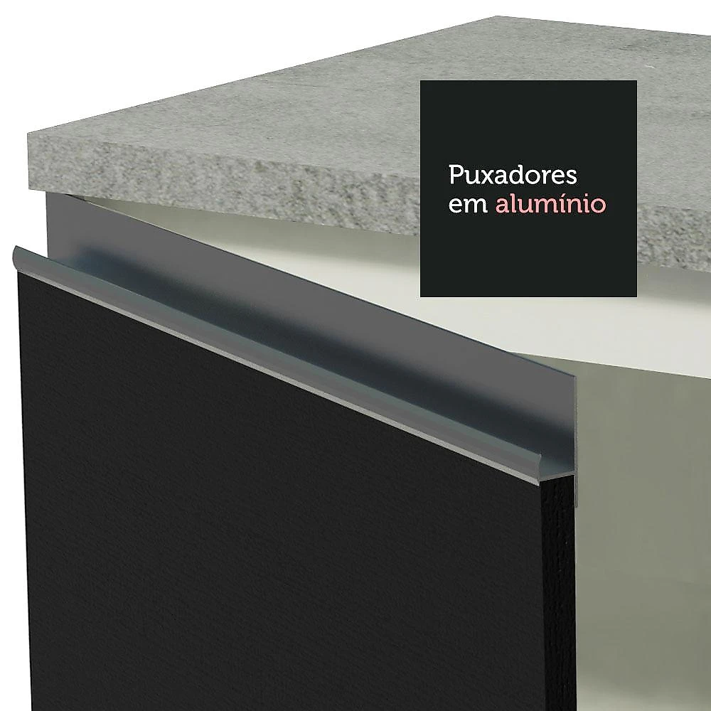 Armário de Cozinha Completa 270cm Branco/Preto Glamy Madesa 14 Branco/Preto