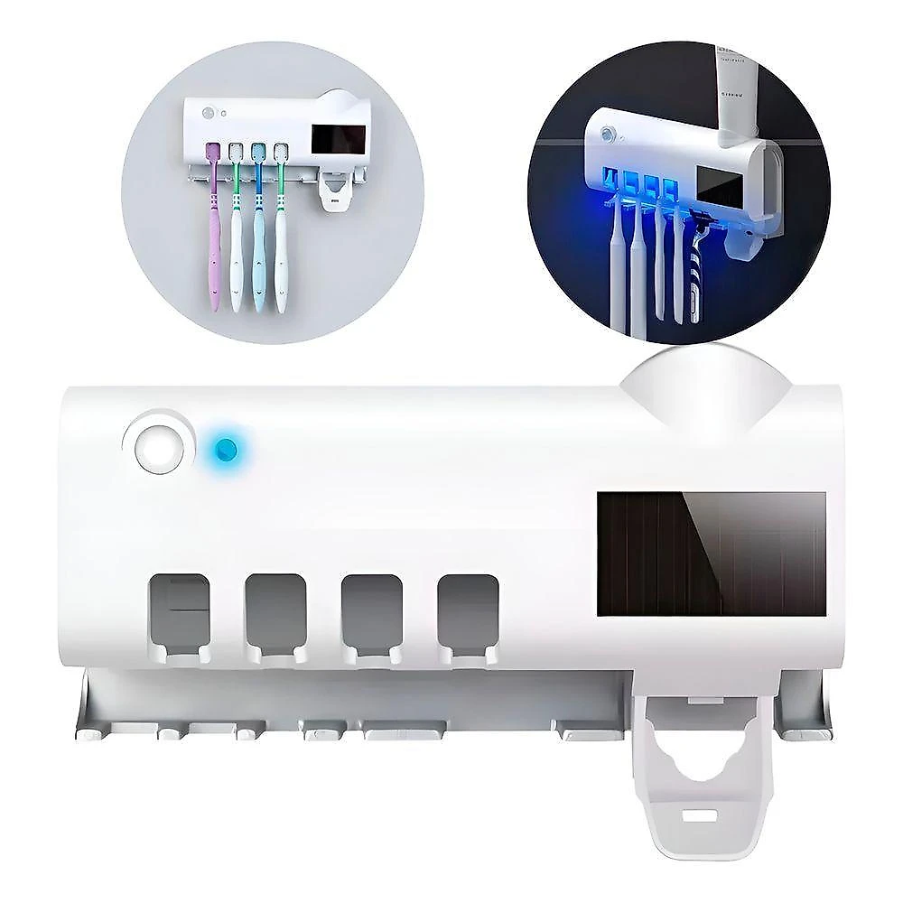 Dispenser De Pasta Com Esterilizador Uv Para Escovas De Dente Elimina 99,9% Das Bactérias
