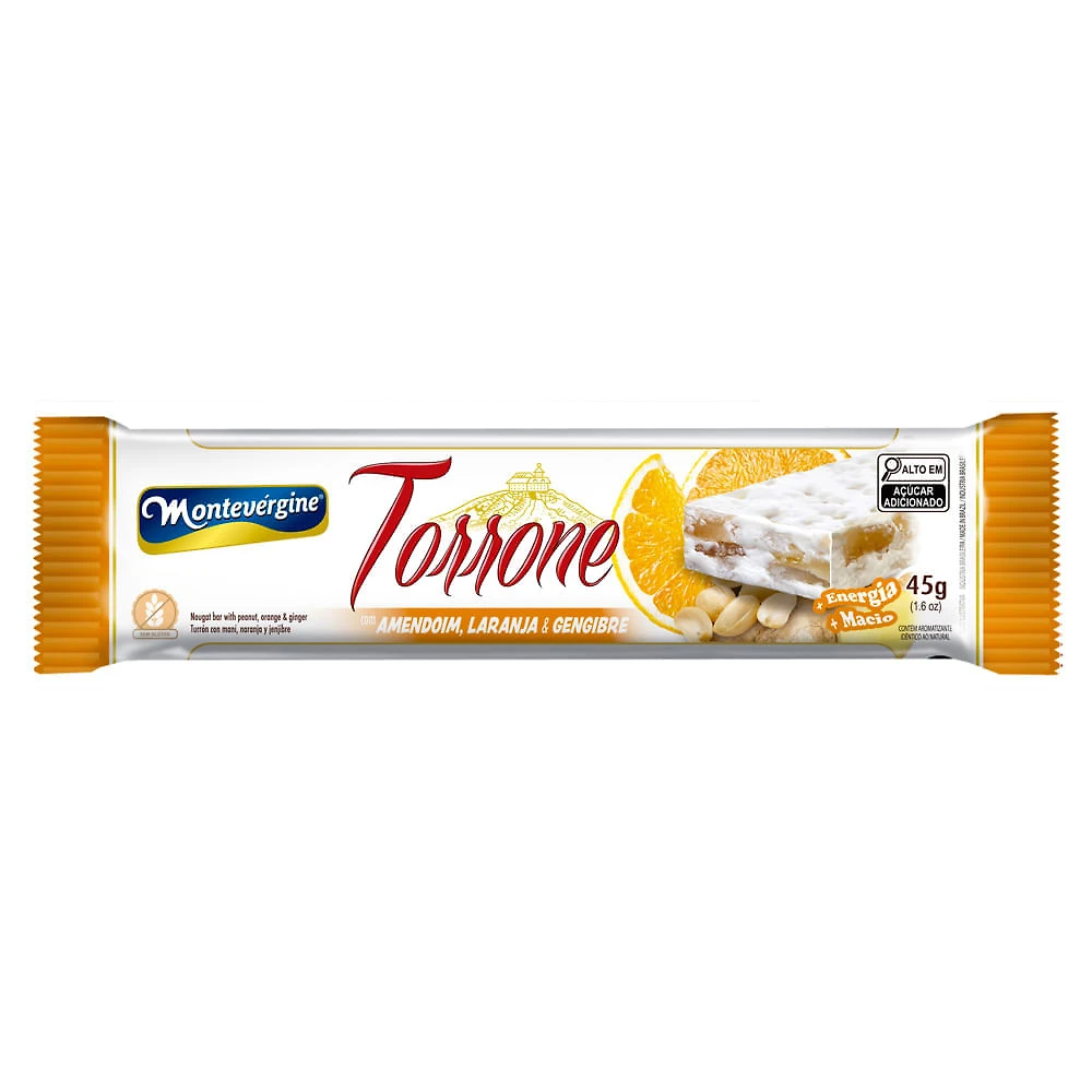 Torrone Montevérgine com Amendoim Laranja e Gengibre 45g