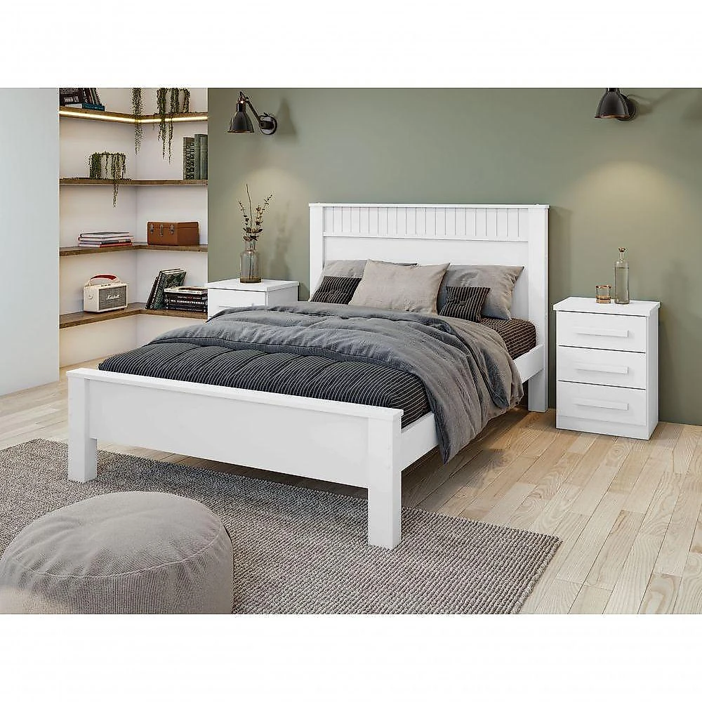 Cama Casal Athenas com Design Moderno MDF MDP Branco Móveis Lopas