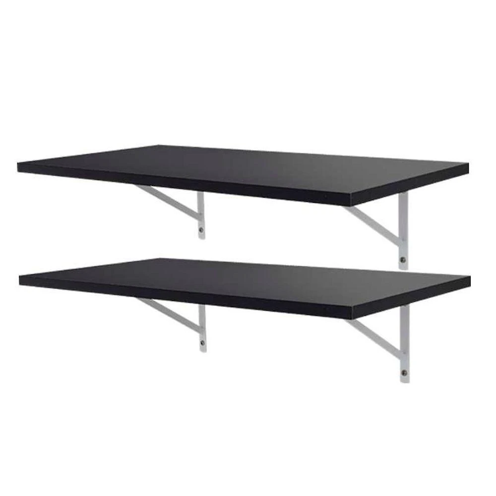 Prateleira Kit 2 90X25CM MDP Mão Francesa Sala Moderno Fosco Preto Mercado das Prateleiras