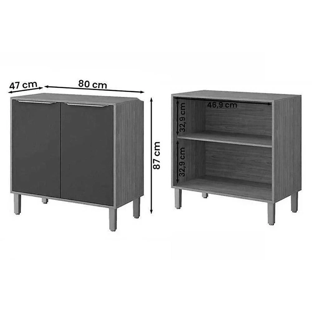 Cozinha Modulada Divina 6 Portas 2 Gavetas MDF 120CM Cinamomo e Titanium MGM