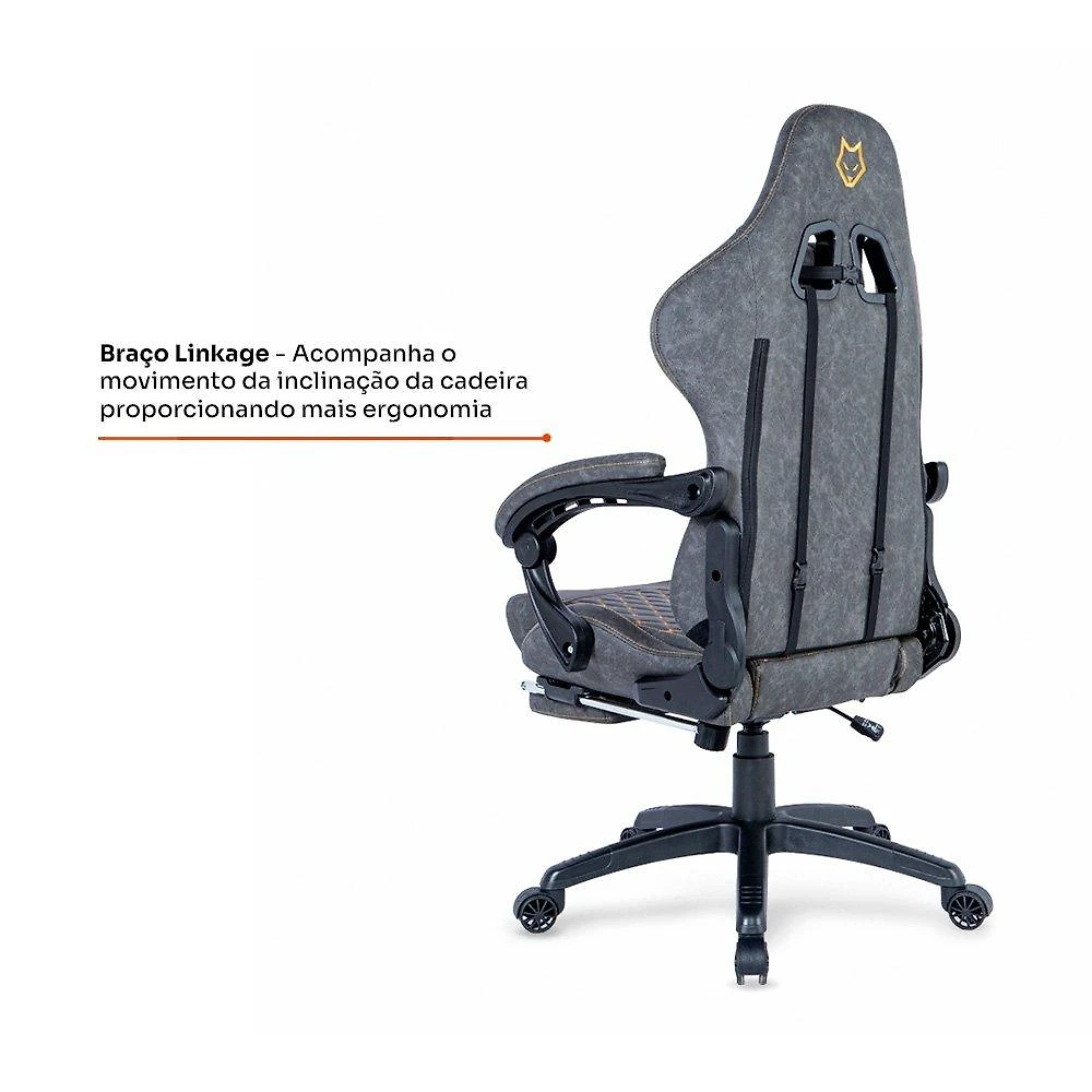 Miniatura Cadeira Gamer Husky Tempest 700, Até 145kg, Almofadas, Reclinável 150º, PU, Descanso para Pés, Cinza - HCG700CZ