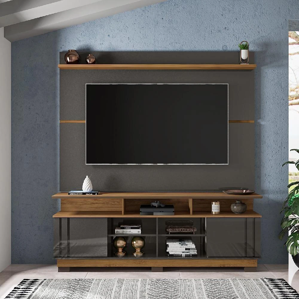 Home Para Tvs Até 75 Polegadas Jacob Grafite Freijó