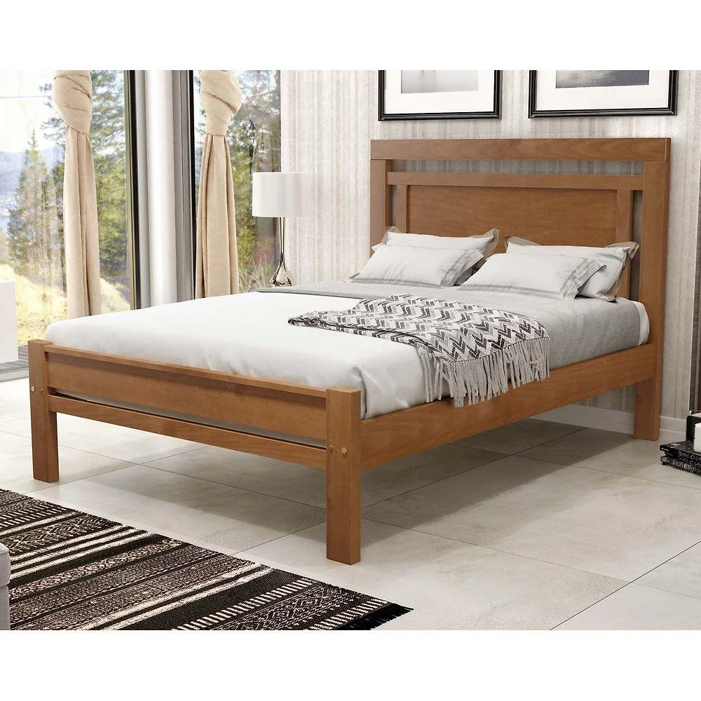Cama Paris Para Casal Flex Imbuia P/ Colchão 128cm Ou 138cm