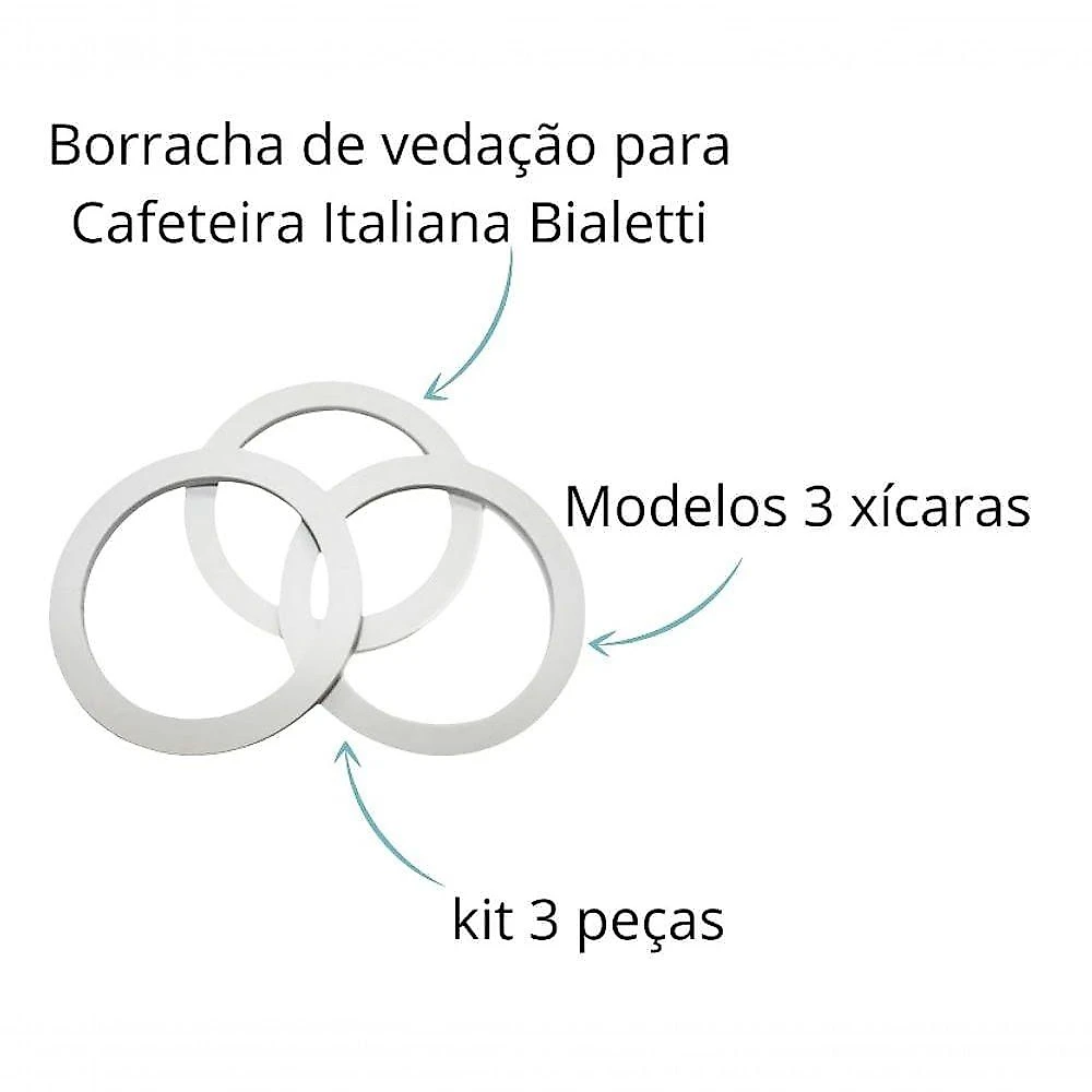 3x Reparo Anel Borracha Bialetti Vedação Moka Express 6 Xíc