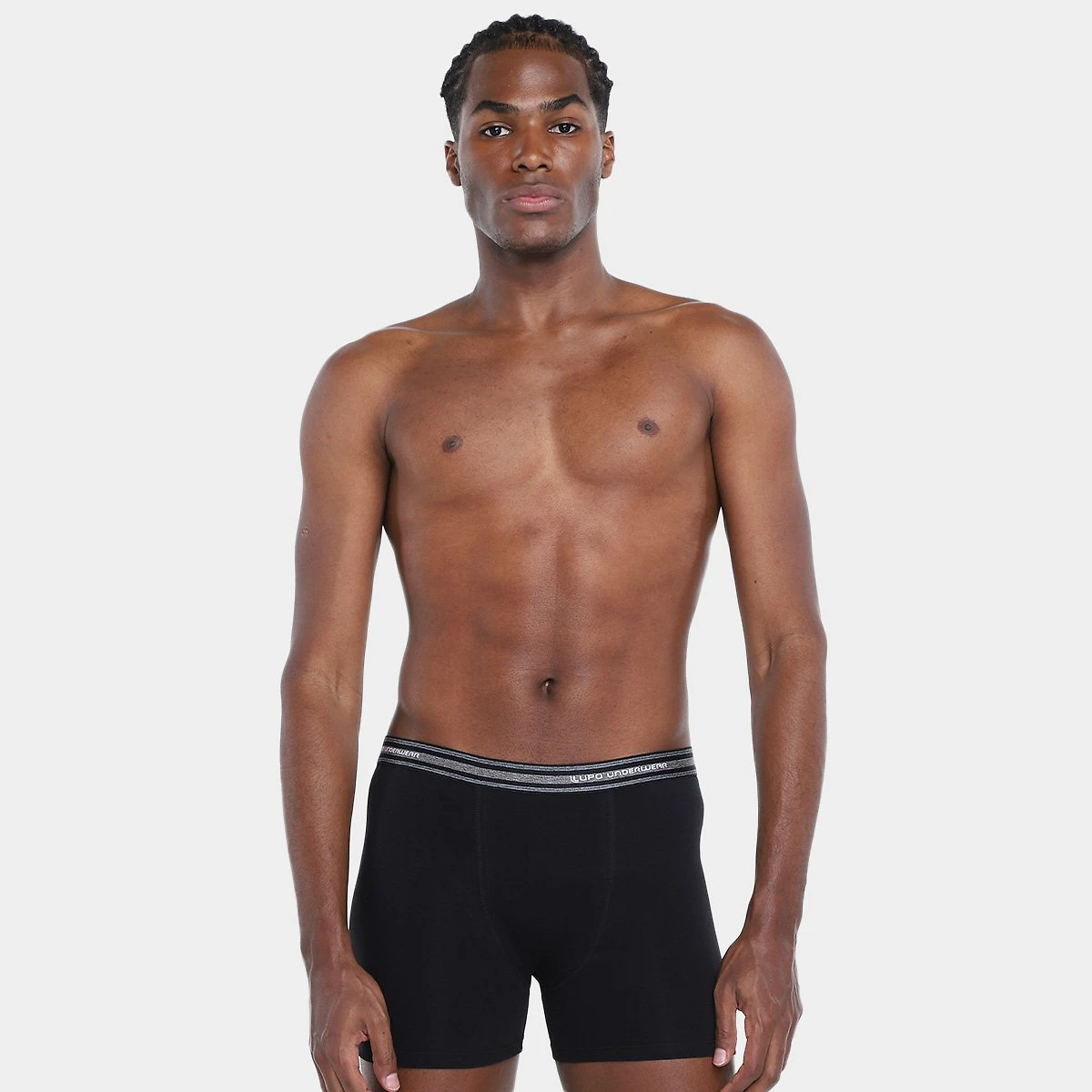 Kit Cueca Boxer Lupo Algodão Masculina - 10 Peças Azul+Cinza - G