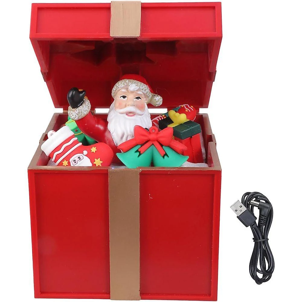 Caixa De Presente Natal Natalino Papai Noel Abre Fecha Led Som Musica Surpresa Decoraçao Festa Fim De Ano Comemoraçao
