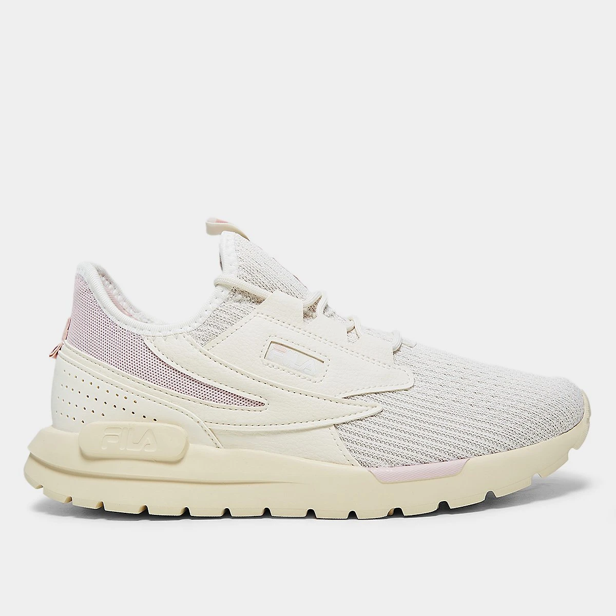 Miniatura Tênis Fila TR Knit Feminino Bege+Rosa - 34