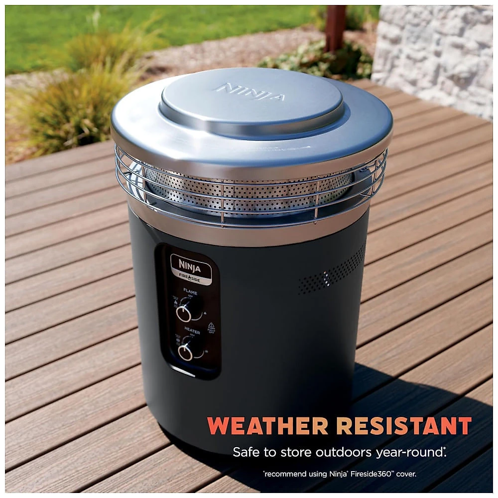 Ninja Fireside360 - Aquecedor Externo e Fogueira Portátil 3 Modos, Chama Sem Fumaça, Controle Fácil, 80.000 BTUs
