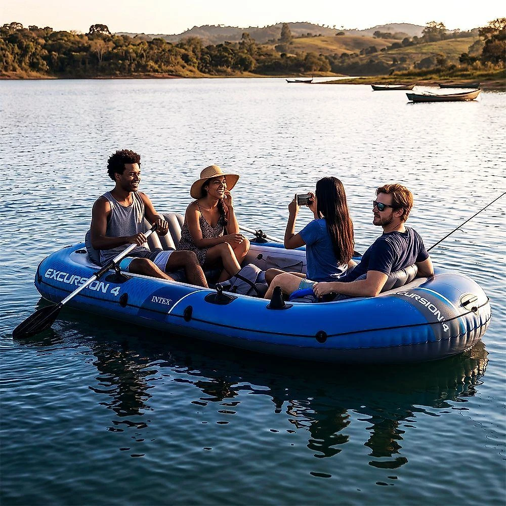 Barco Bote Inflável Excursion 4 Passeios Pesca Até 500kg 4 Pessoas PVC Intex 315cm