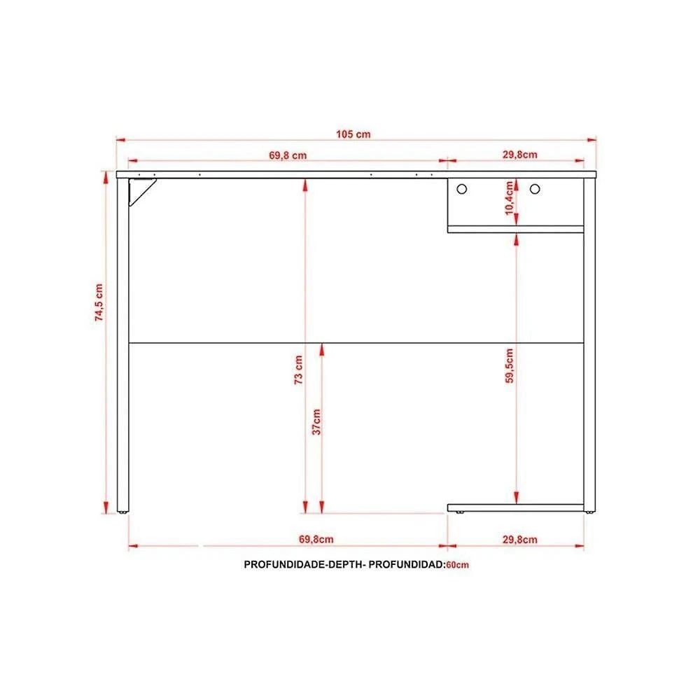 Miniatura Mesa De Computador Quarto Gamer ( De Computador + Estante) 2 Peças Preto/vermelho - Tecno Mobili