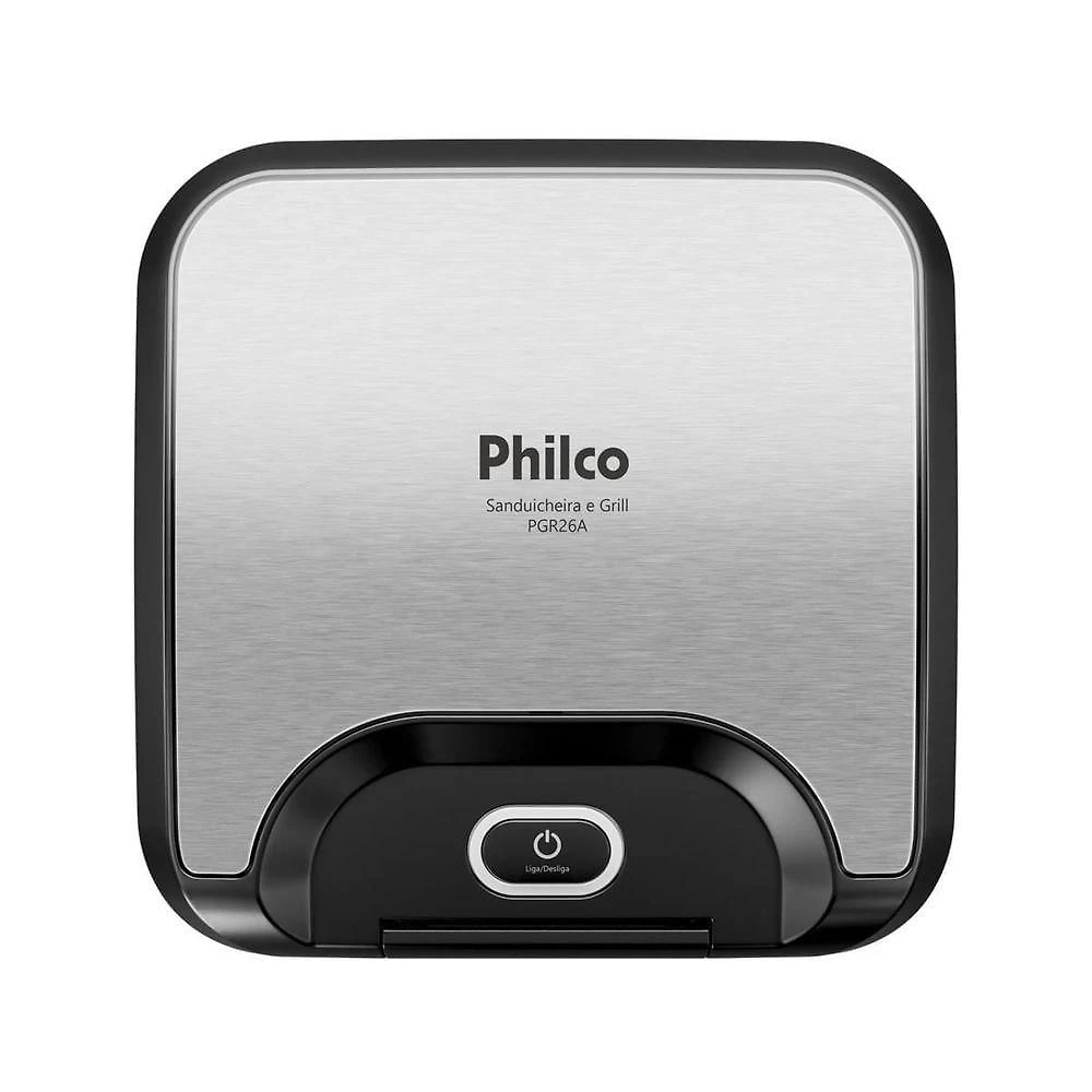 Sanduicheira e Grill Philco PGR26A Inox 2 em 1 Antiaderente 800W Preto 220V