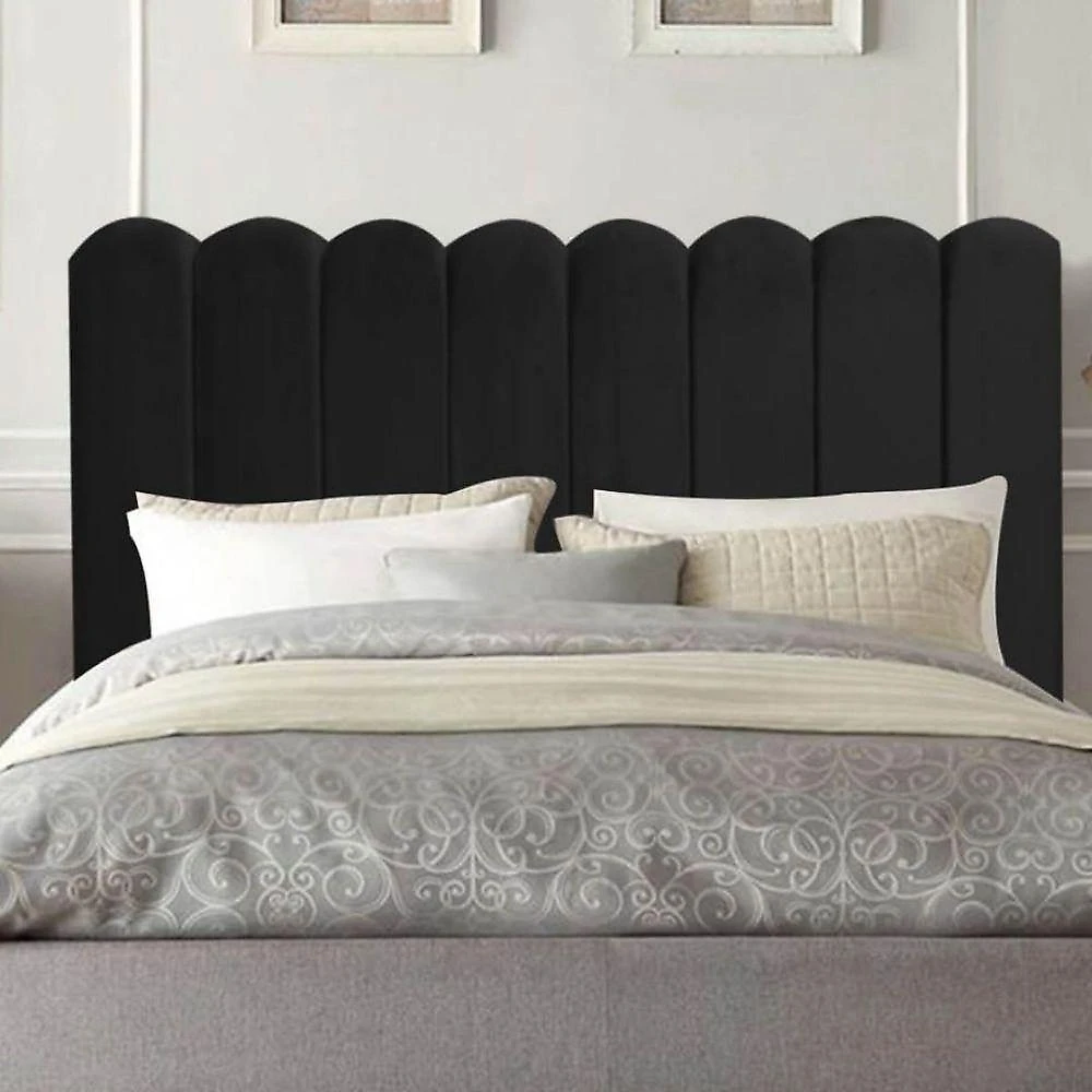 Cabeceira Estofada Cama Box King 195 Cm Maitê Suede Cor:preto