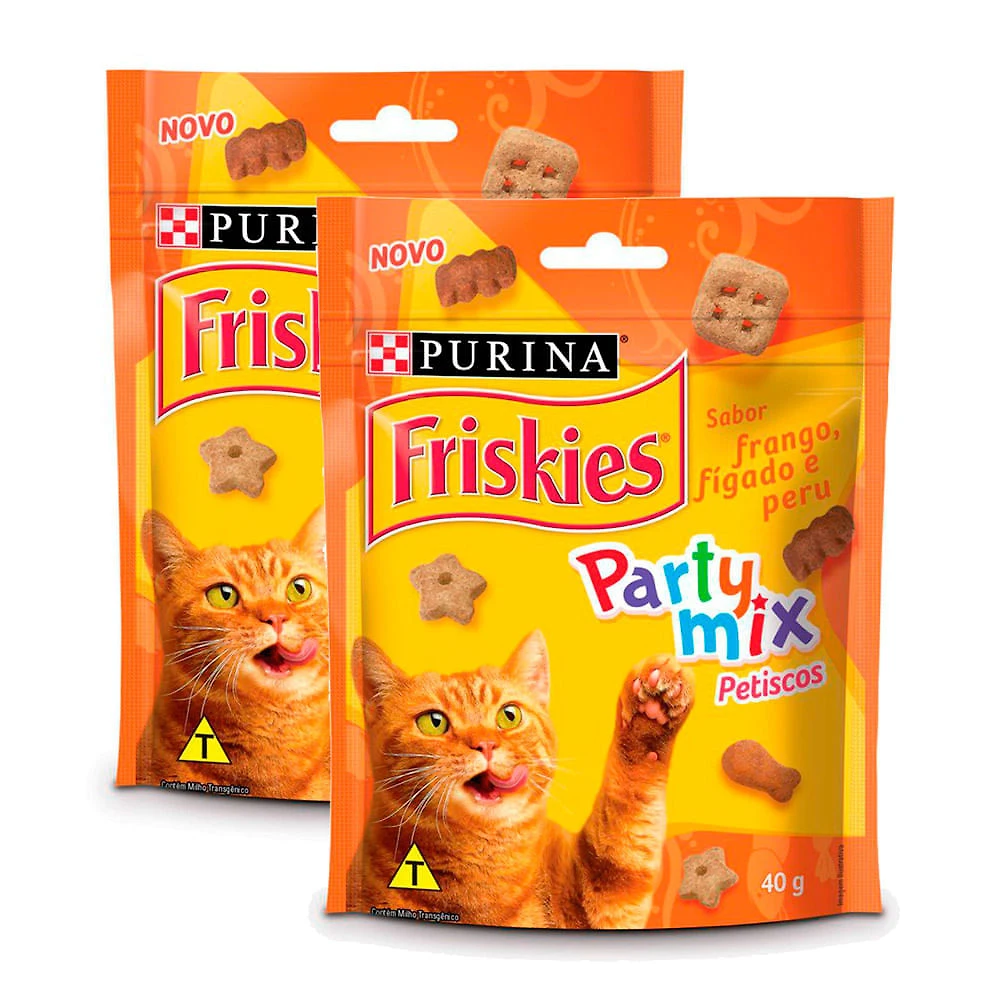 Petisco para Gatos Adultos Friskies Party Mix Sabor Frango, Fígado e Peru 40g | 8778
