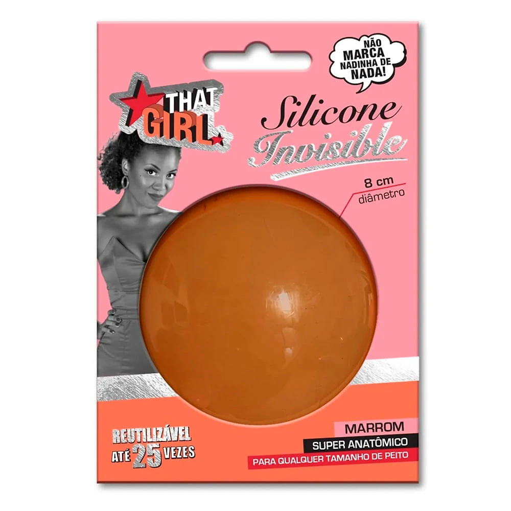 Miniatura Silicone Adesivo Invisible That Girl para Seios Marrom Reutilizável 8cm com 1 Par