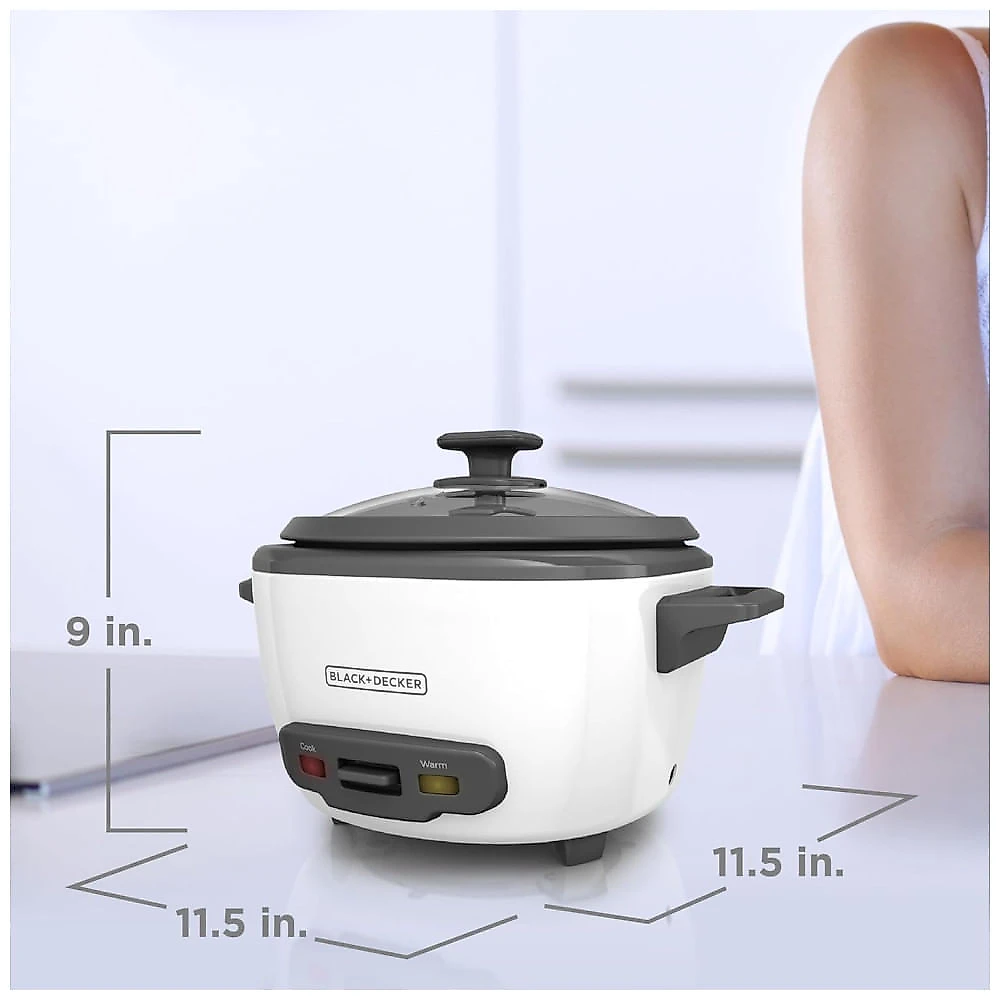 Panela de Arroz BLACK+DECKER 14 Xícaras (Cozido) com Cesto a Vapor, Tigela Removível e Antiaderente, Branco. Ideal para Arroz e Grãos.