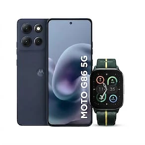 Kit Motorola Moto G86 5G 256GB Grafite + Smartwatch Moto Watch Fit GPS Verde