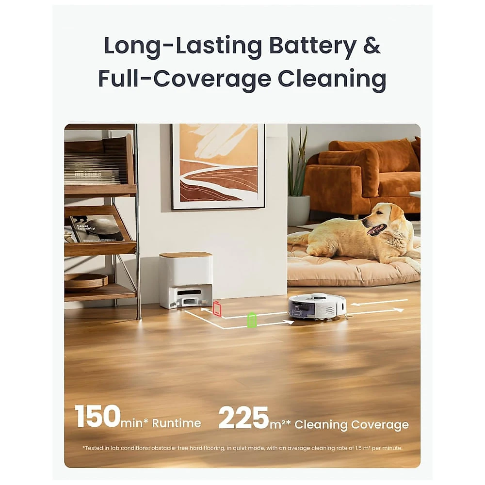 Robô Aspirador SwitchBot K11+ com Esvazio Automático 6000Pa Navegação Laser Ultra Fino 9,1cm Branco