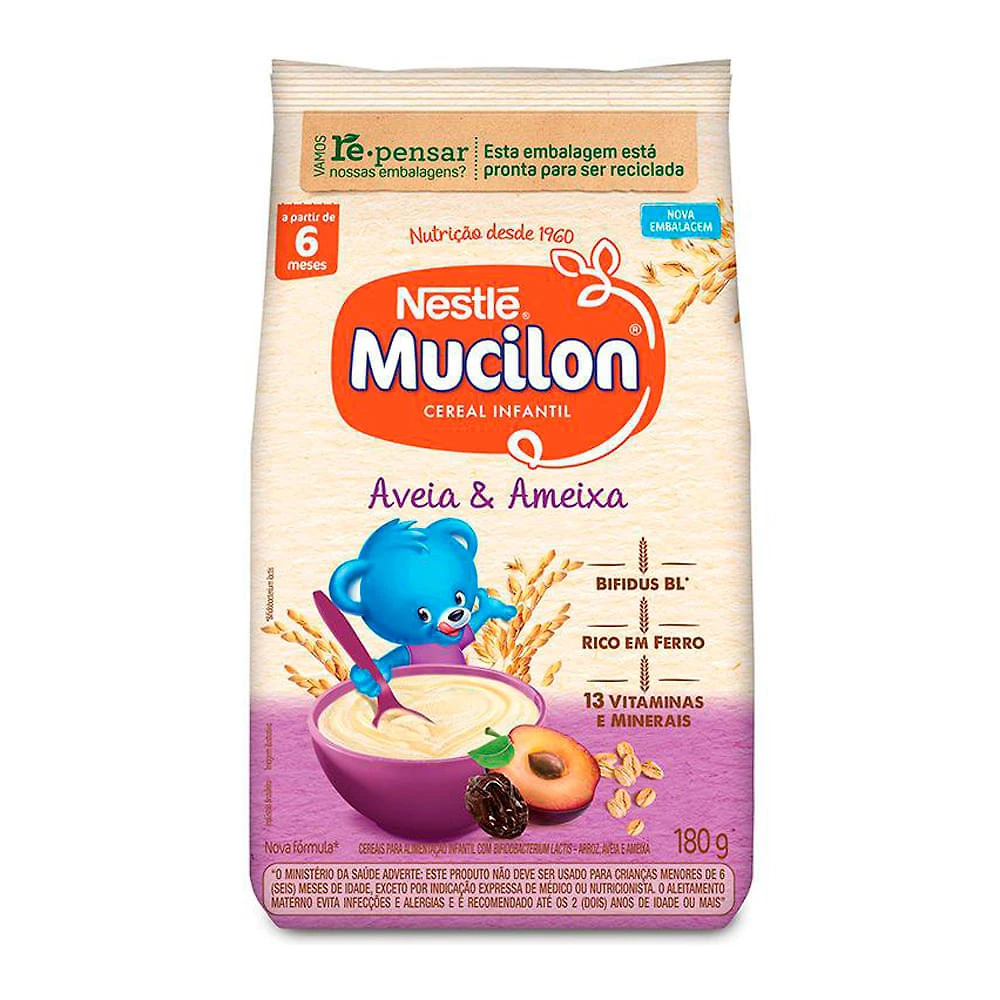 Mucilon Aveia e Ameixa Cereal Infantil Edição Limitada Sachê 180g
